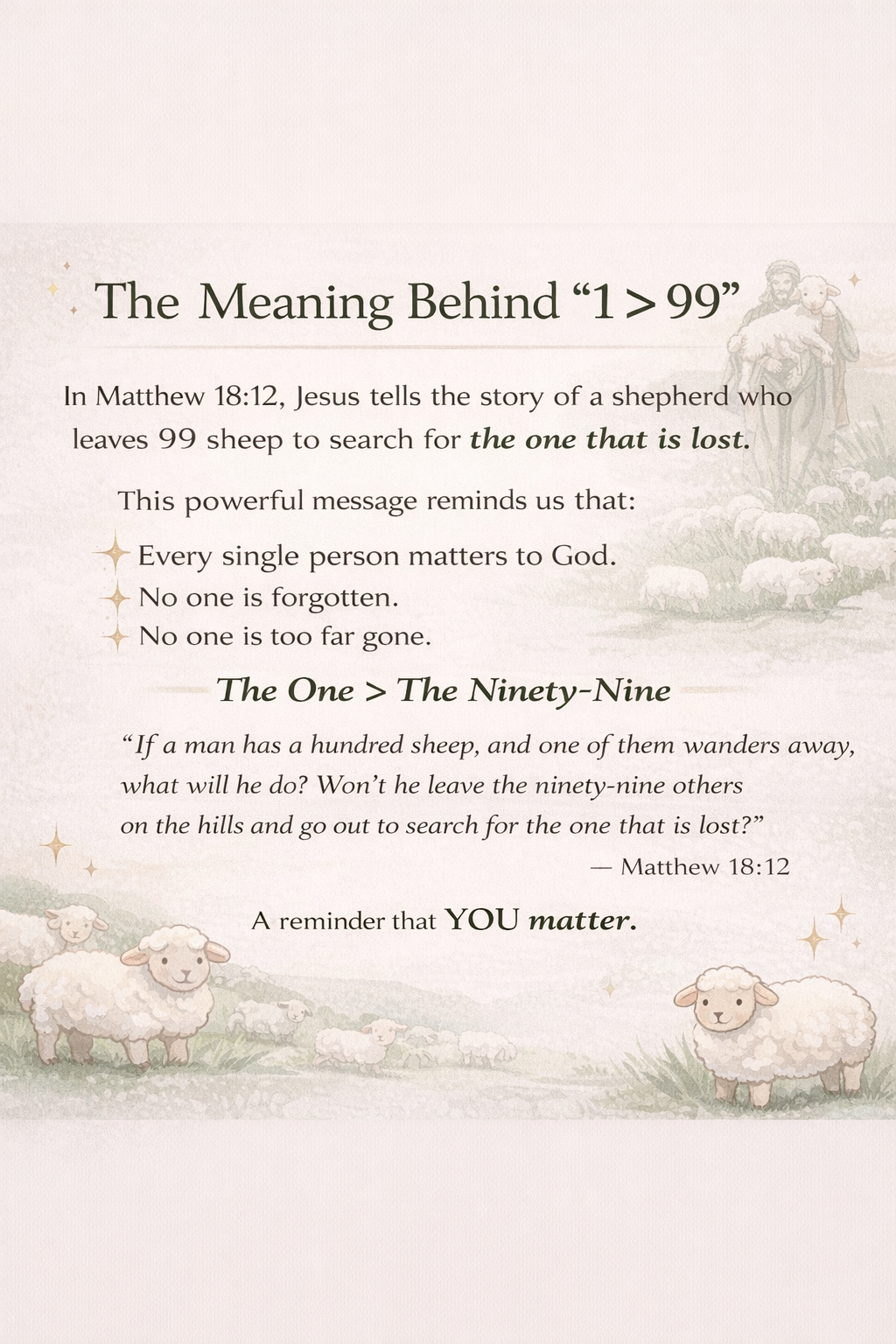 1 > 99 Christian Vinyl Decal – Matthew 18:12 Bible Verse Car Window Sticker | Faith-Based Vinyl Decal | Christian Gift