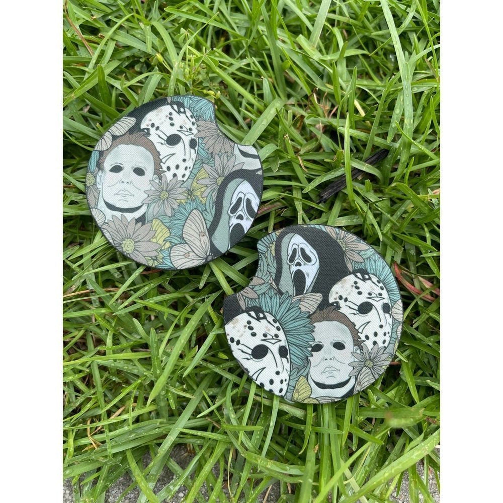 Floral Horror Icon Car Coaster 2 Pack