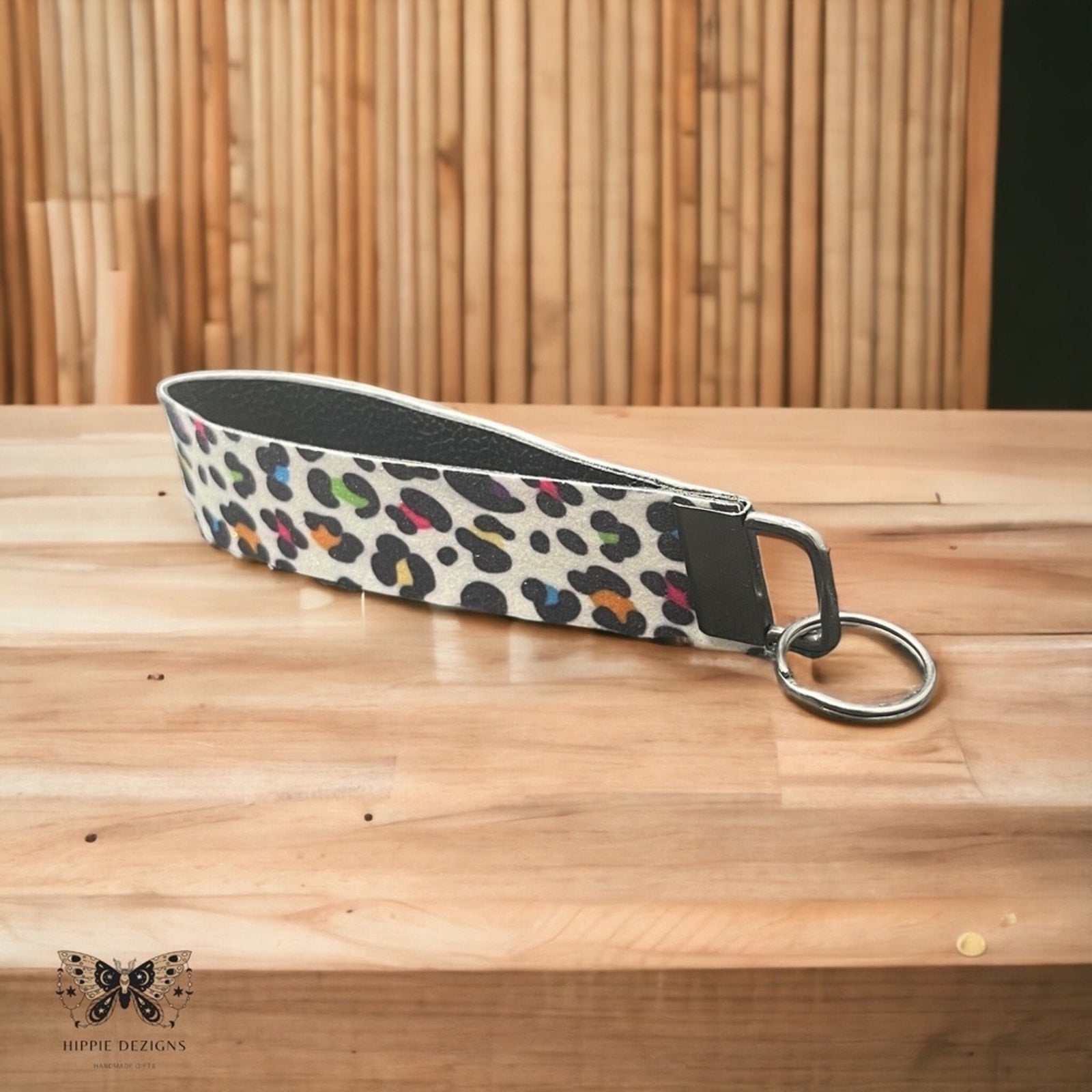 Animal Print Leather Key Fob Lanyard