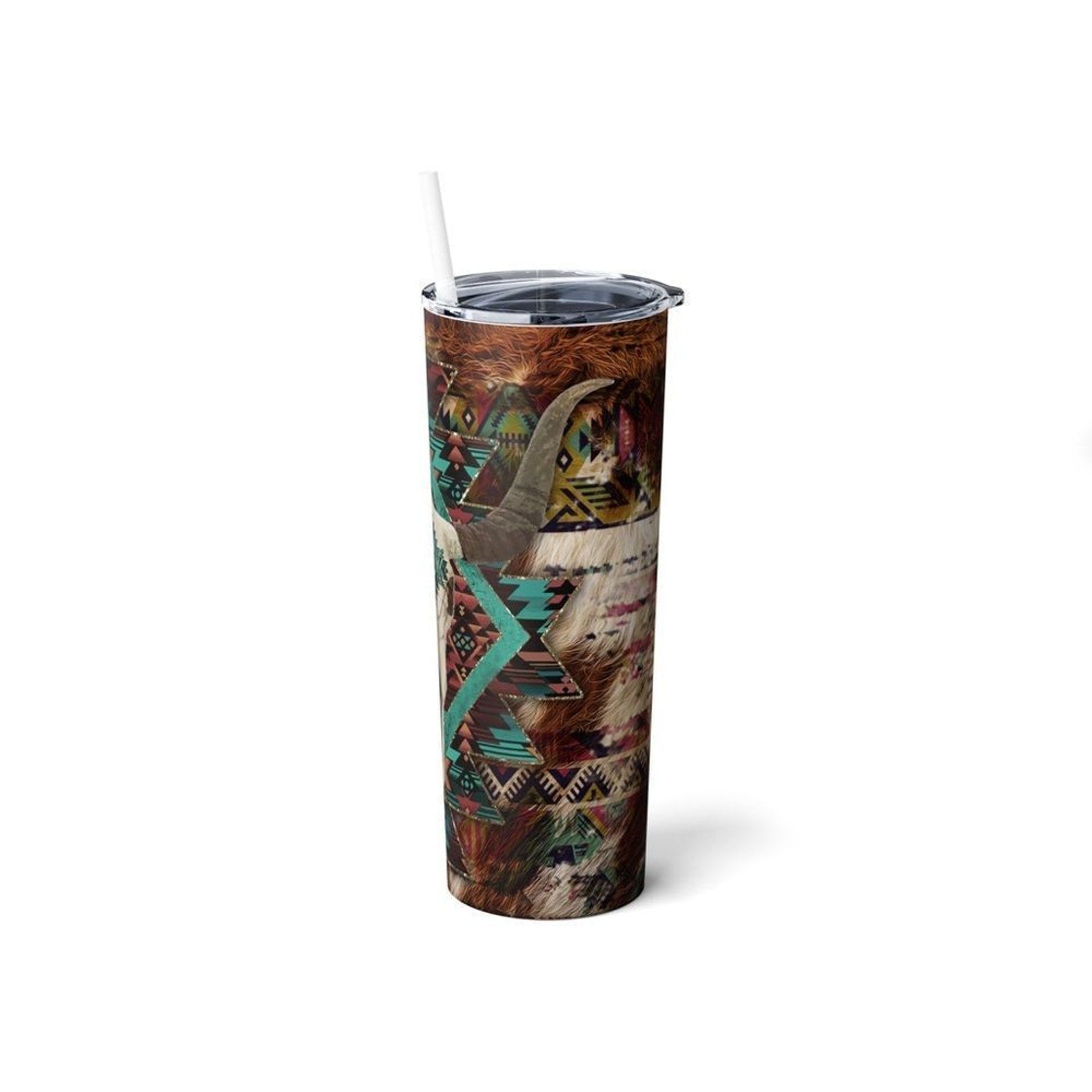 Boho Rams Head 20oz Steel Tumbler With Lid & Straw