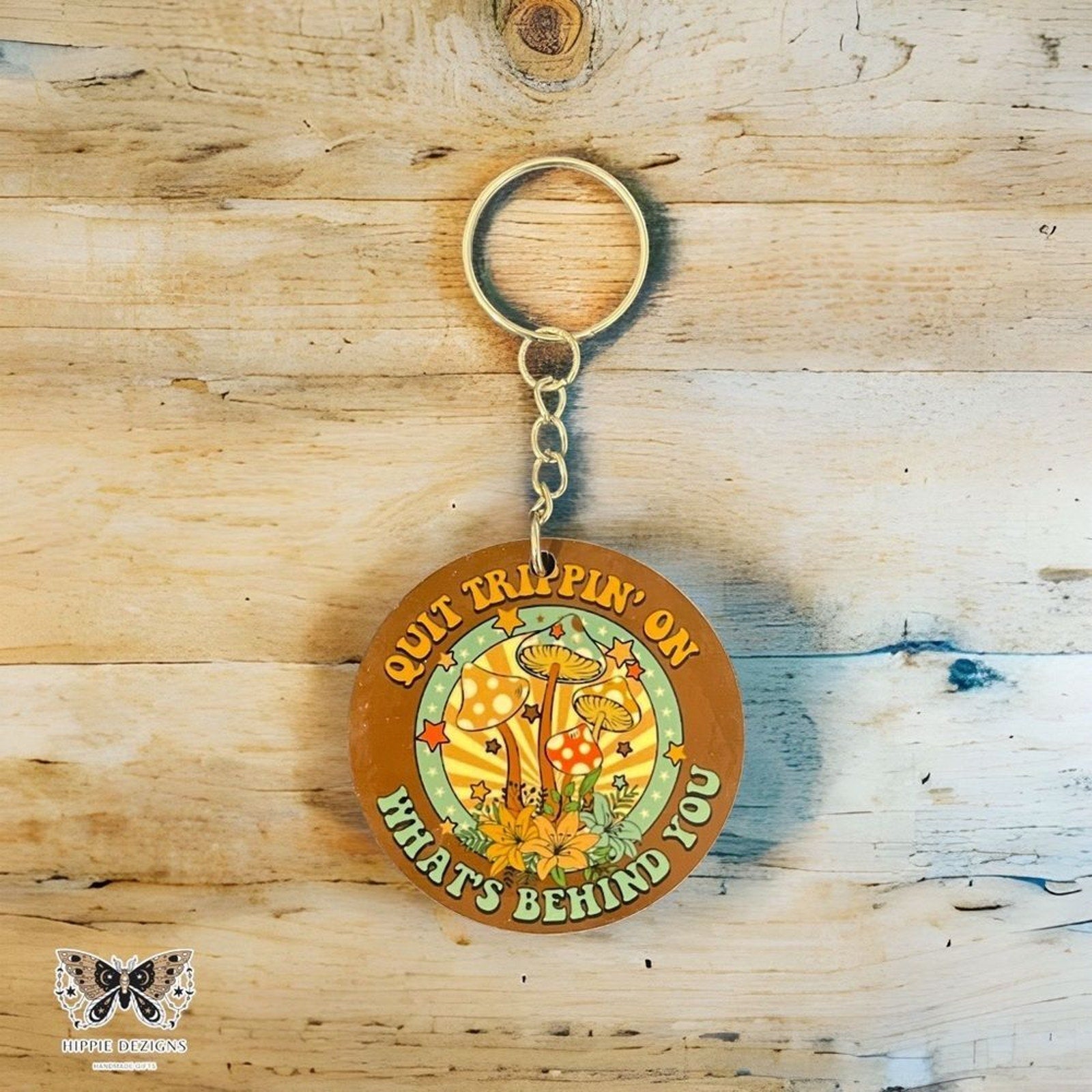 Handmade Mushroom Wooden Keychain