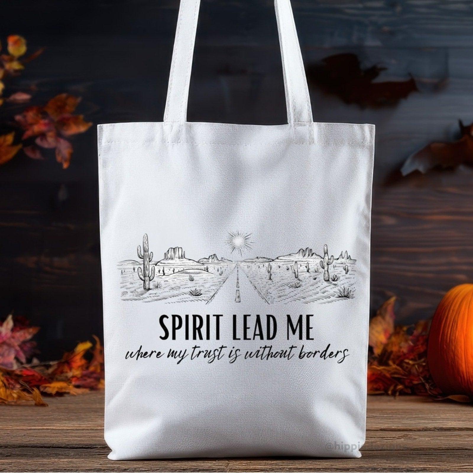 Spirit Lead Me White Tote Bag with Inspirational Christian Quote