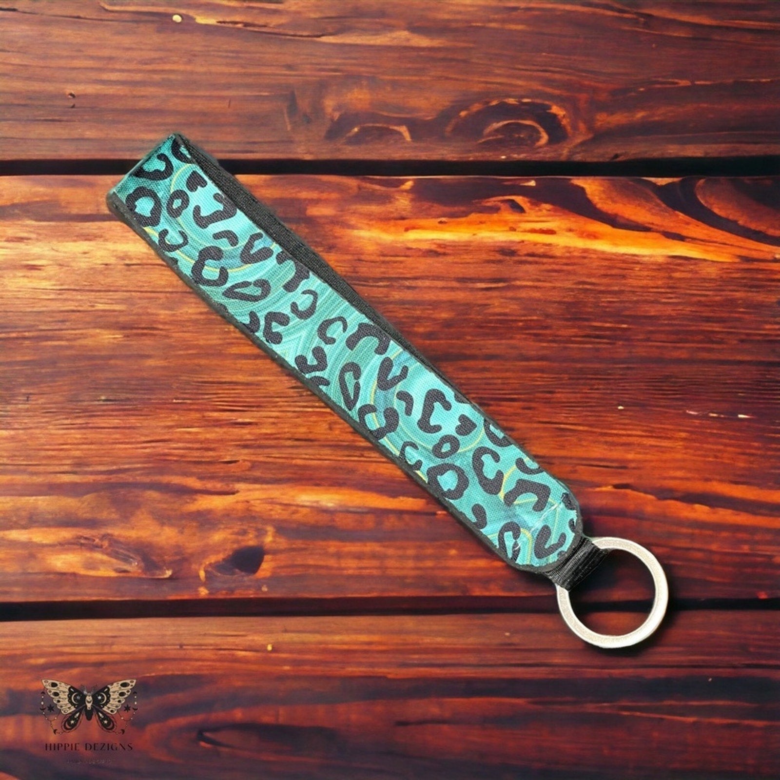 Teal Animal Print Lanyard Keychain