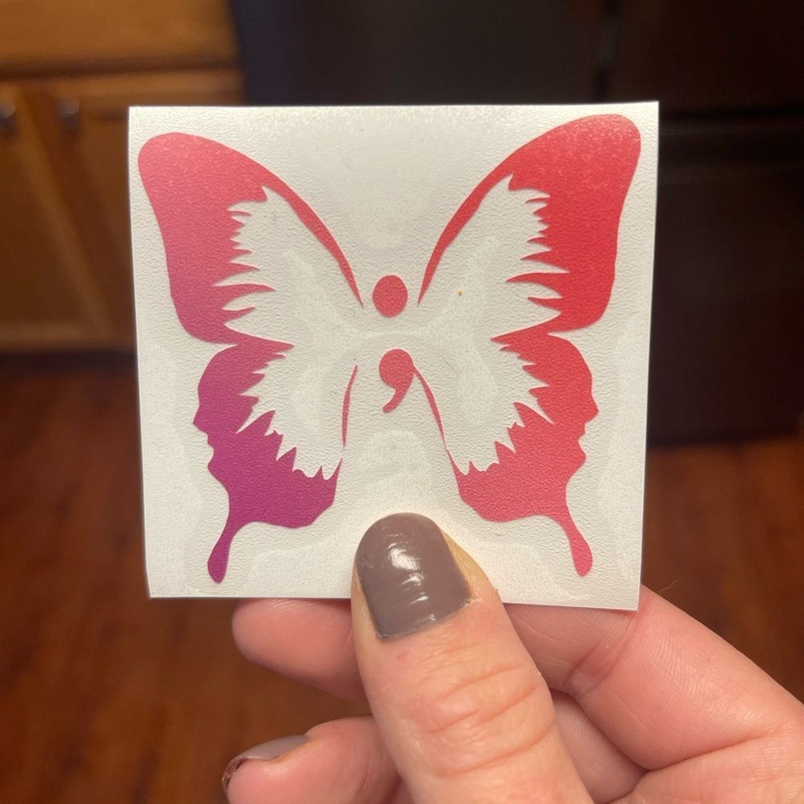 Ombre Semicolon Butterfly Vinyl Decal
