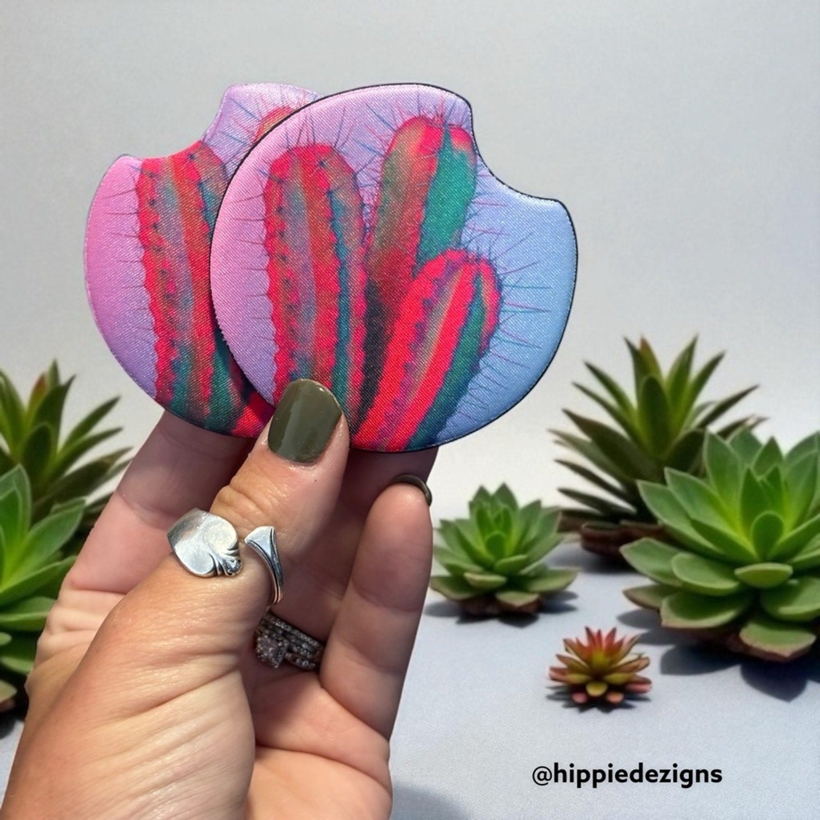 Colorful Cactus Car Coasters