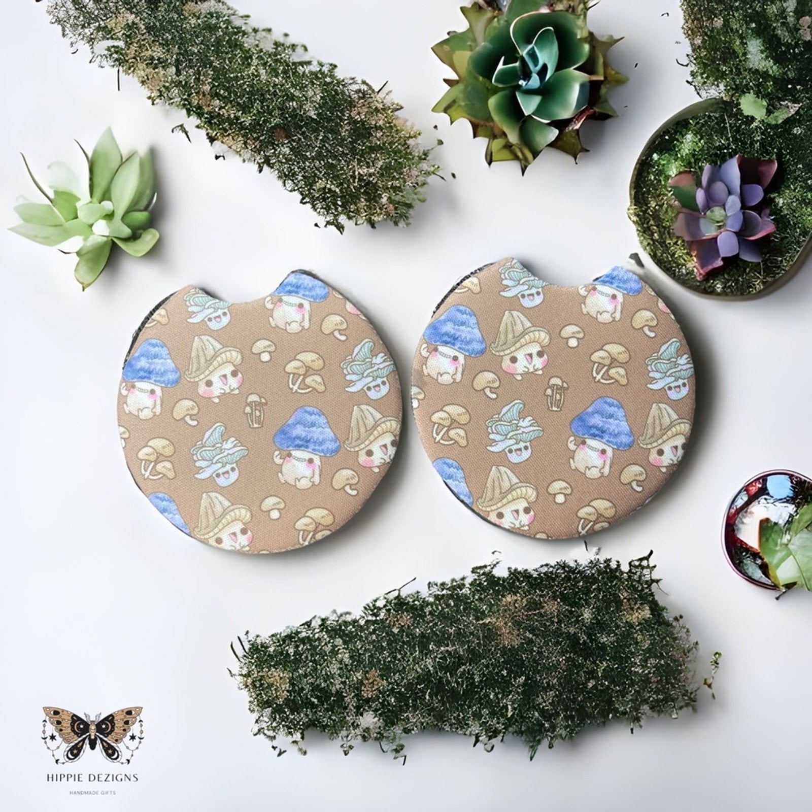 Cute Mushroom Car Coaster 2 Pack