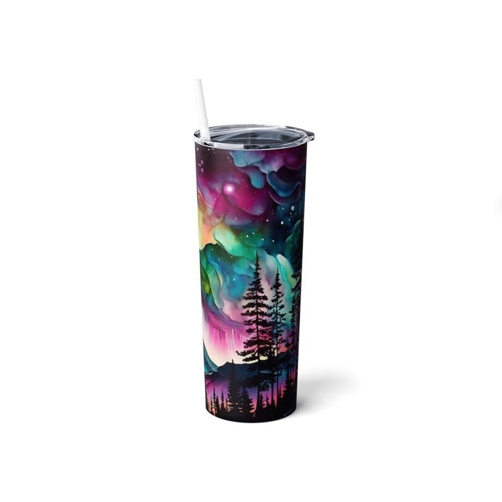 Northern Lights 20oz Steel Tumbler With Straw