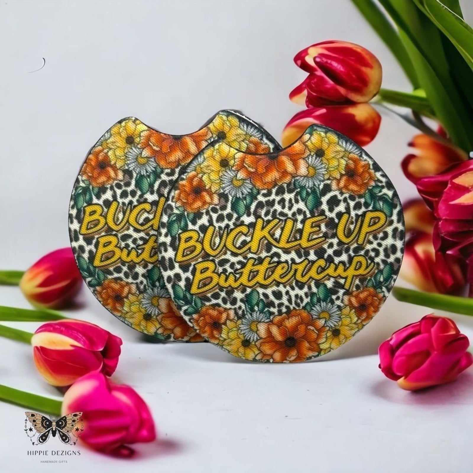 Buckle Up Buttercup Floral Coaster Set