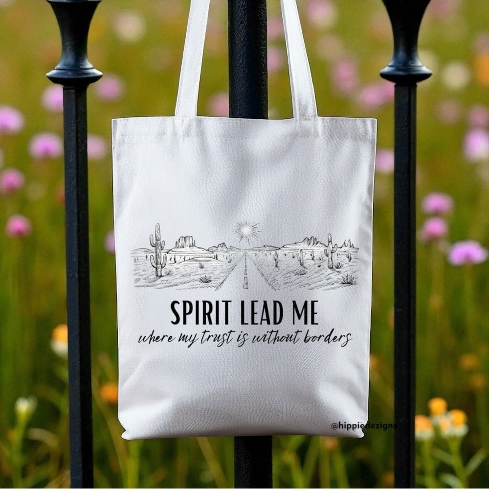 Spirit Lead Me White Tote Bag with Inspirational Christian Quote