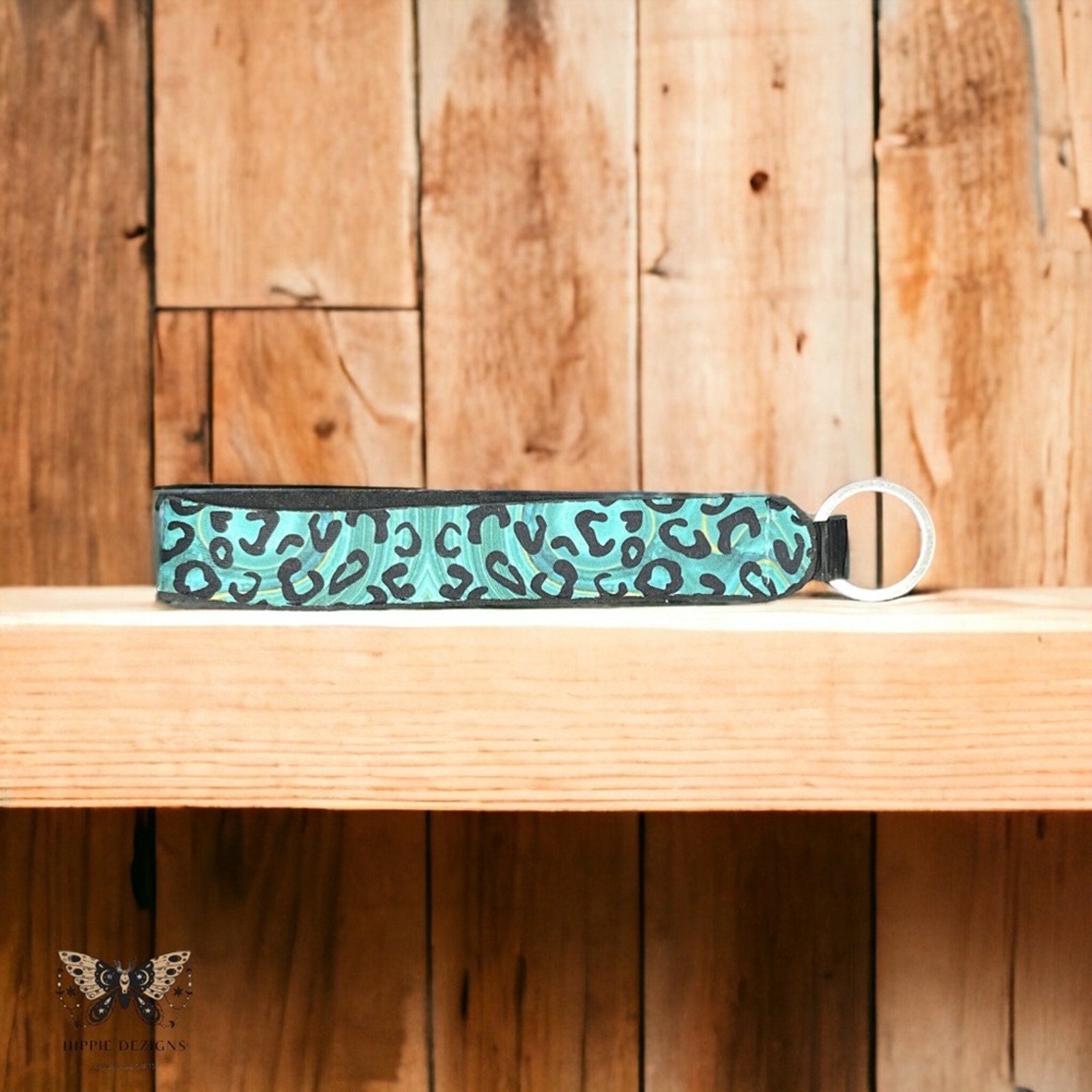 Teal Animal Print Lanyard Keychain