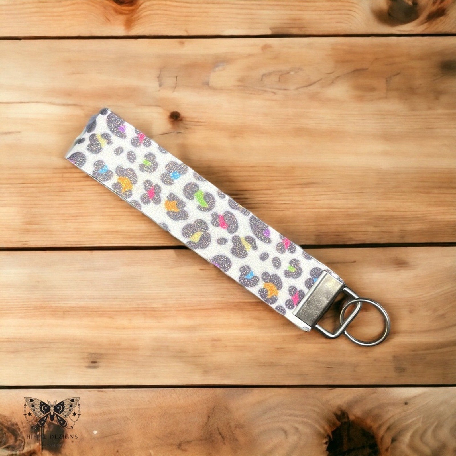 Animal Print Leather Key Fob Lanyard