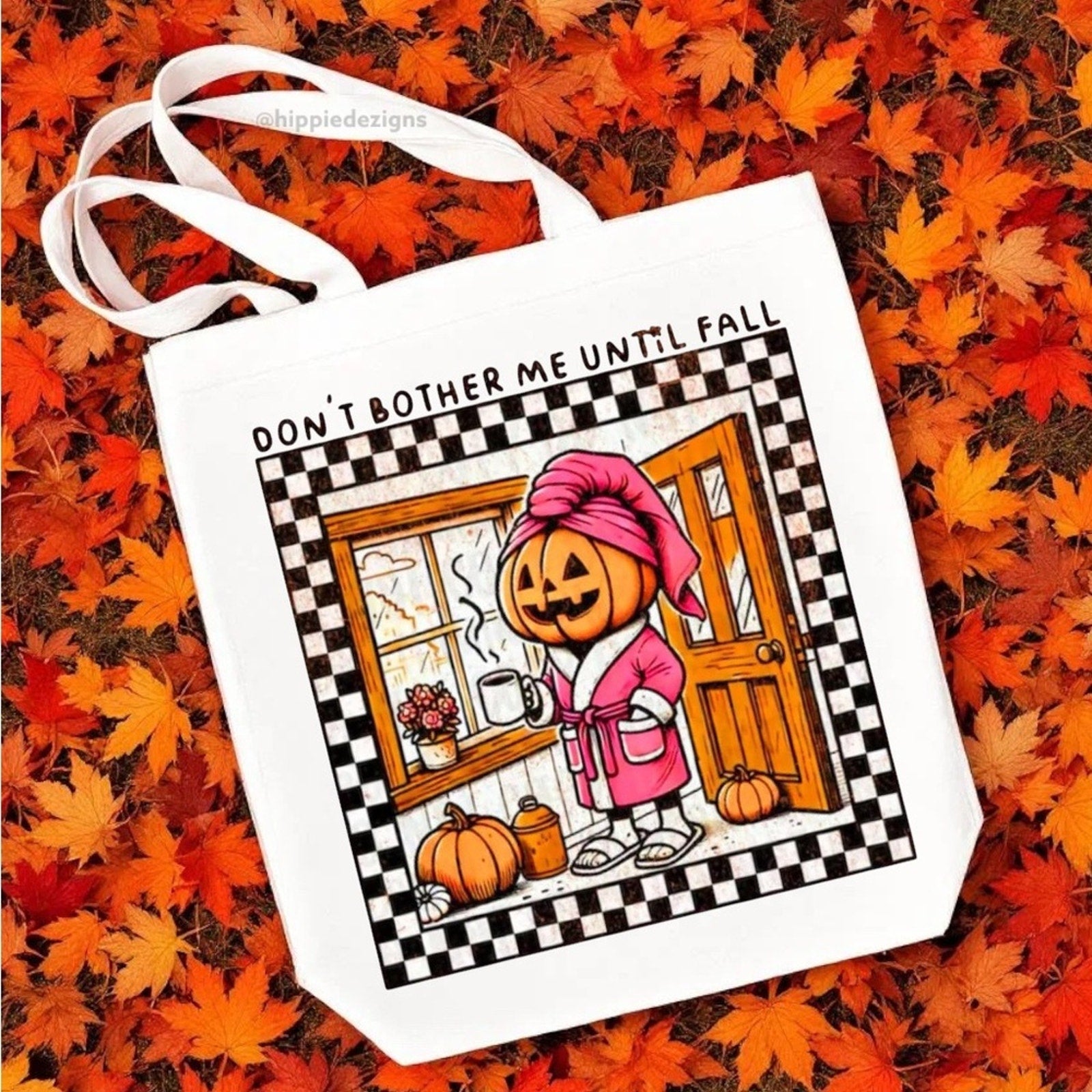 Pumpkin Design Tote Bag - White