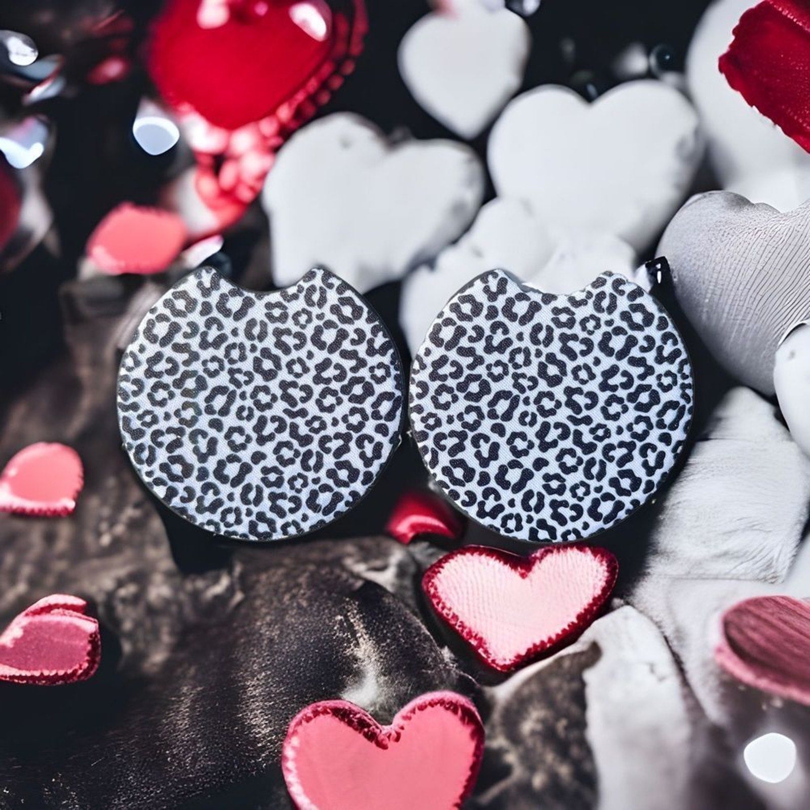 Snow Leopard Car Coaster 2 Pack