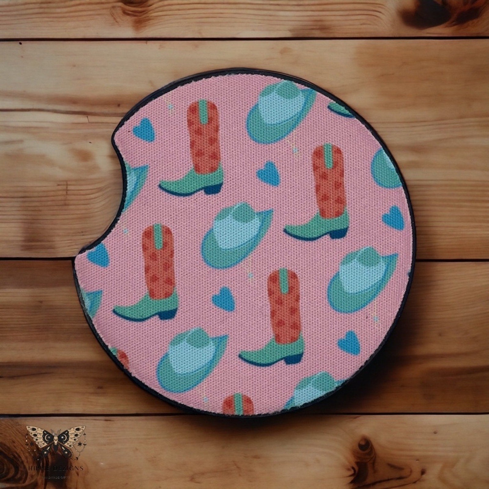 Pink Western Car Coaster Set | Fall Car Coaster Set | Cowgirl Gift