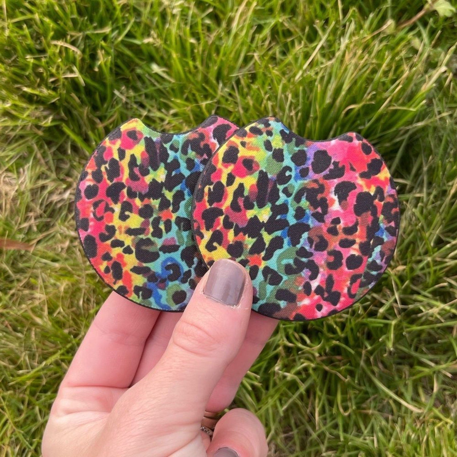Tie Dye Animal Print Car Coaster Set | Car Accessories