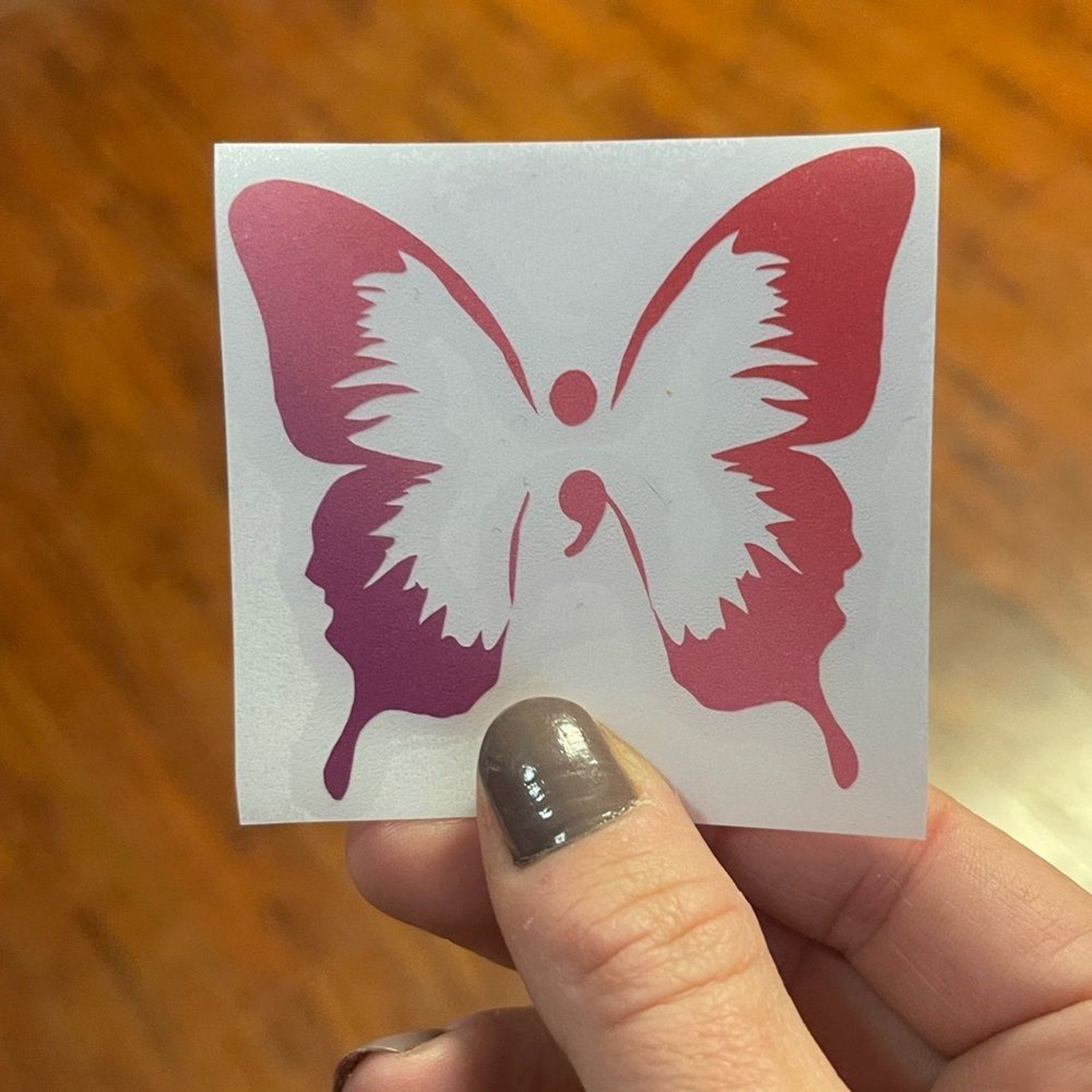 Ombre Semicolon Butterfly Vinyl Decal