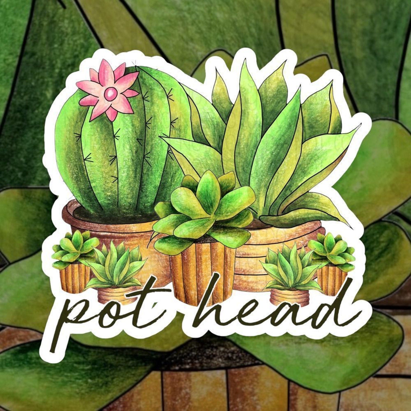 Pot Head Plant Mom Life Sticker