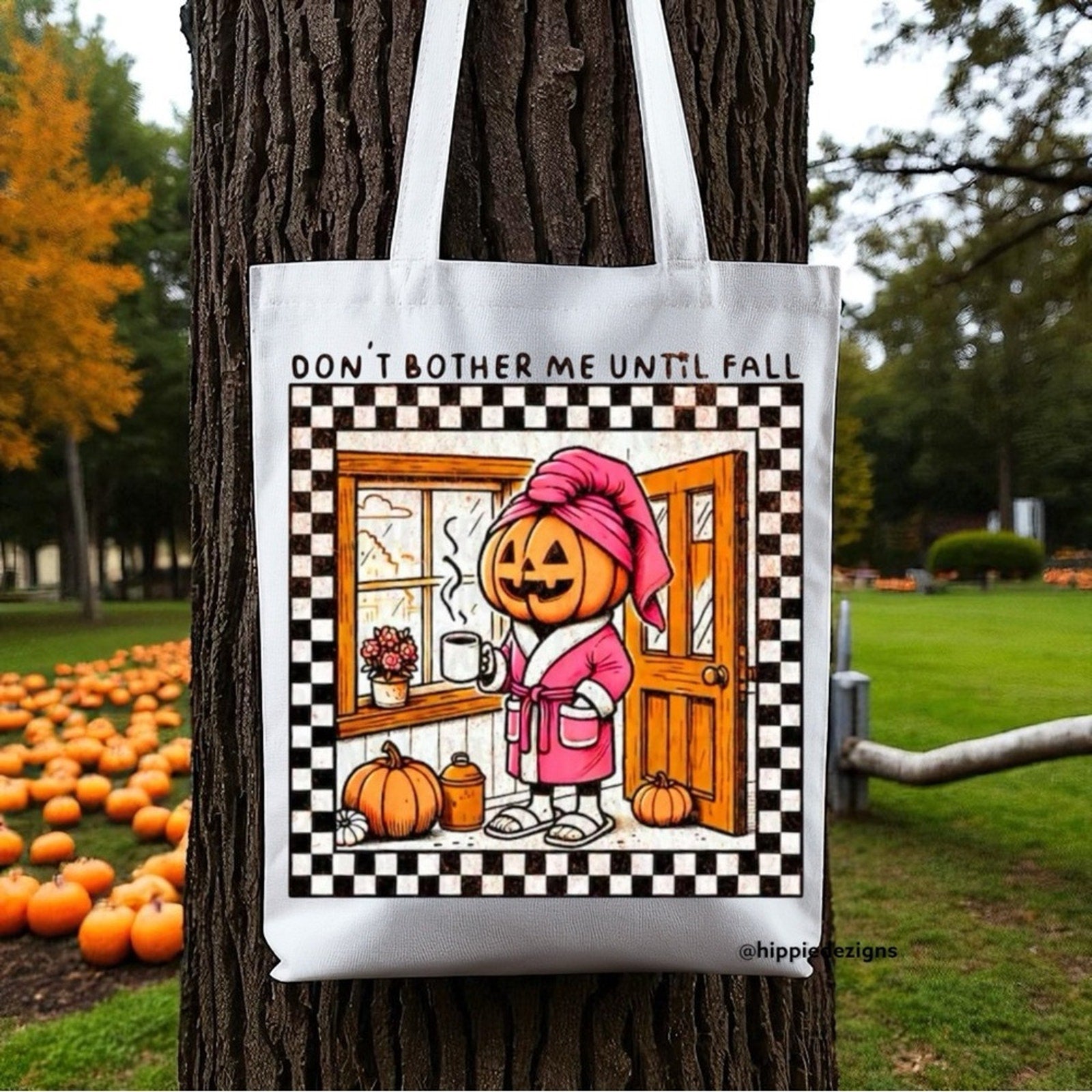 Pumpkin Design Tote Bag - White