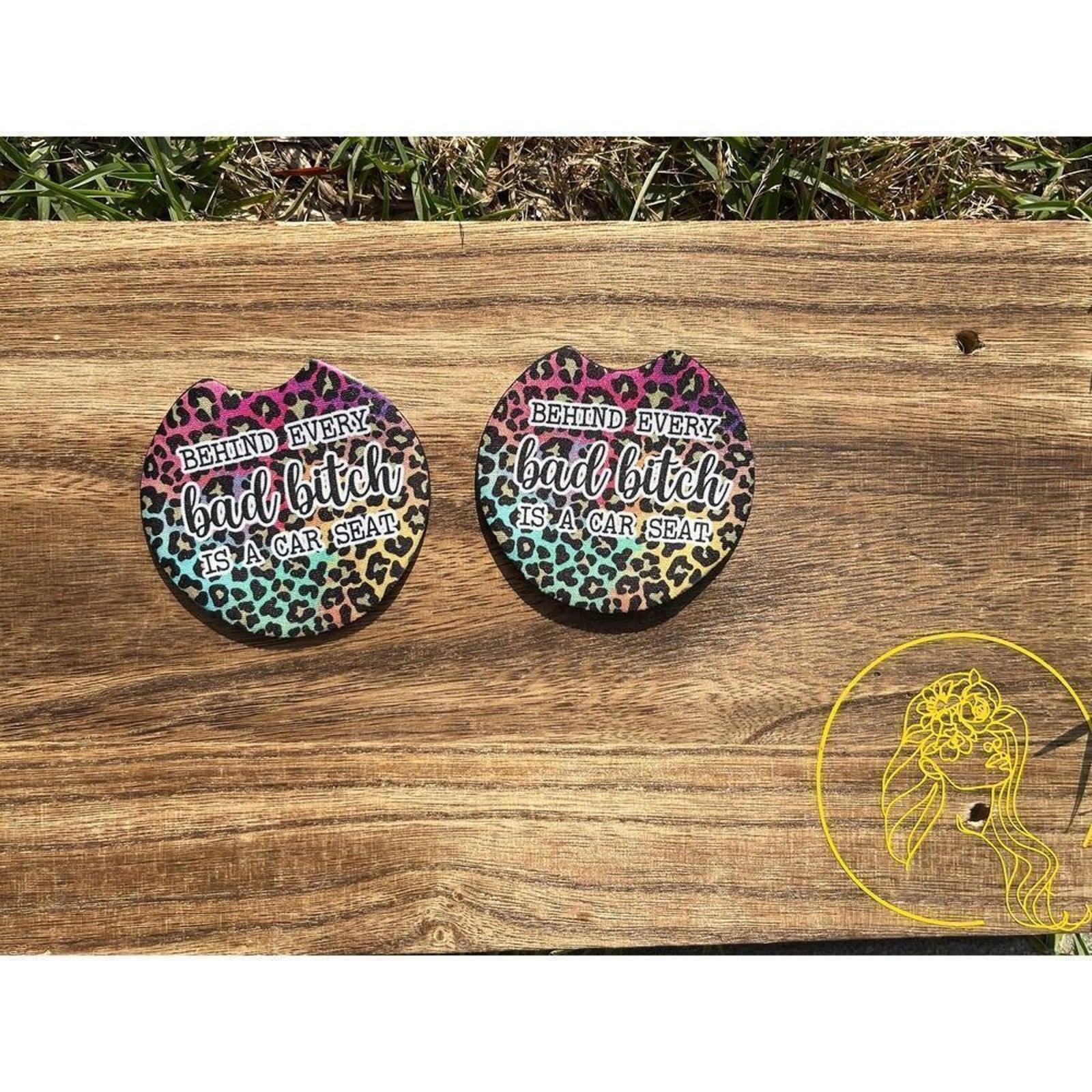 Behind Every Mom Is A Car Seat Animal Print Car Coasters | Car Accessories