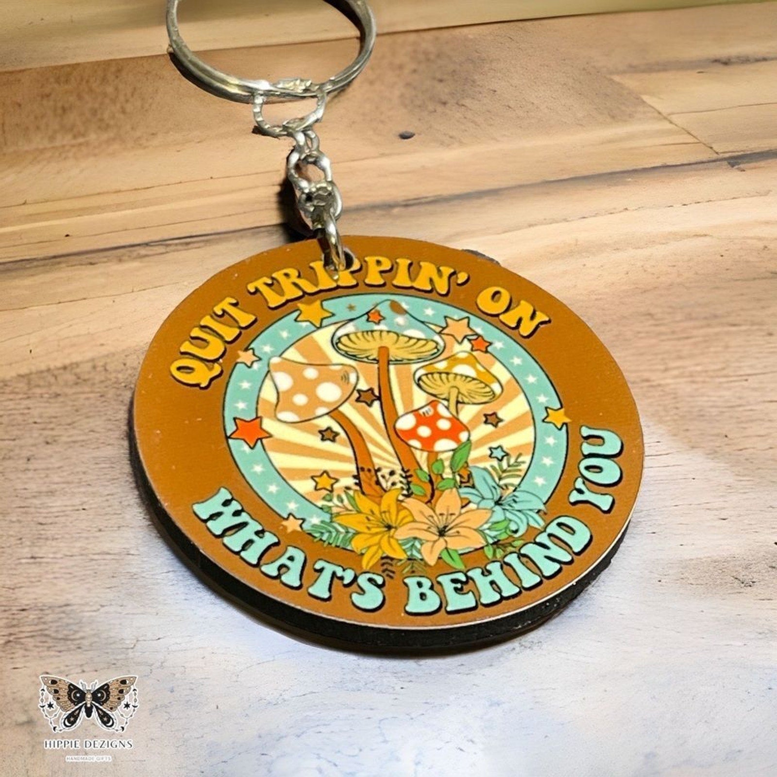 Handmade Mushroom Wooden Keychain