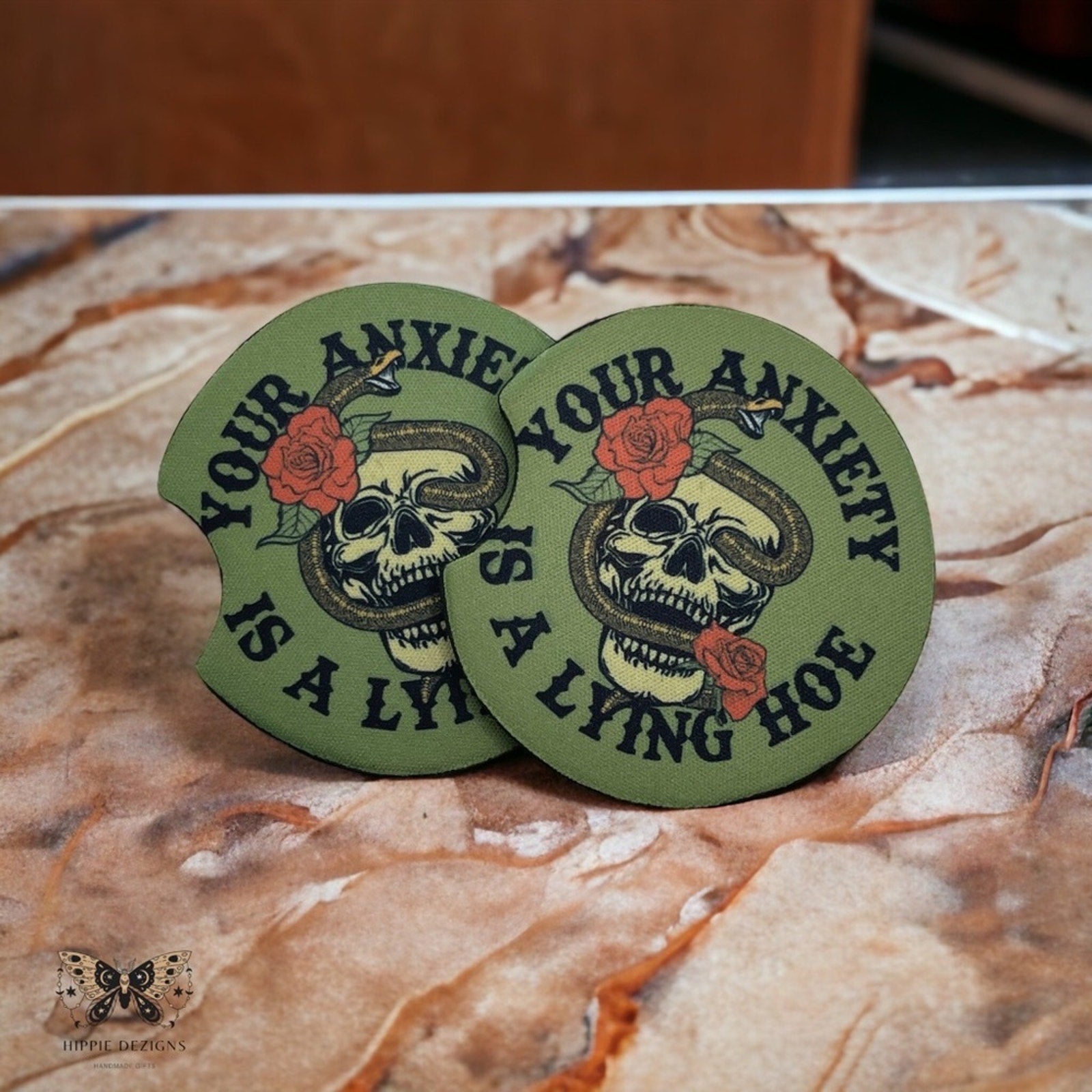 Your Anxiety Is Lying Car Coaster Set